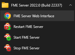 FME Server Web Interface in Start Menu